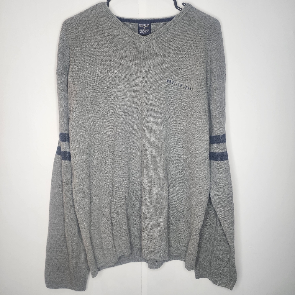 Nautica Jeans Co. Grey Long Sleeve Sweater, Men Large